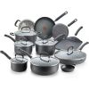 T-fal Ultimate Hard Anodized Nonstick Cookware Set 17 Piece, Oven Broiler Safe 400F, Lid Safe 350F, Kitchen Cooking Set w/ Fry