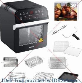 GoWISE USA GW44800-O Deluxe 12.7-Quarts 15-in-1 Electric Air Fryer Oven with Rotisserie and Dehydrator + 50 Recipes QT