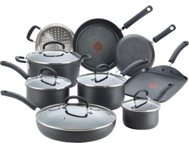 T-fal Hard Anodized Nonstick Cookware Set 14 Piece, Oven Broiler Safe 400F, Lid Safe 350F, Kitchen Cooking Set, Dishwasher Safe