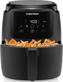 Chefman Digital Air Fryer, Large 5 Qt Family Size, One Touch Digital Control Presets, French Fries, Chicken, Meat,Fish,Nonstick