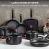 T-fal Hard Anodized Nonstick Cookware Set 14 Piece, Oven Broiler Safe 400F, Lid Safe 350F, Kitchen Cooking Set, Dishwasher Safe