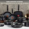 T-fal Ultimate Hard Anodized Nonstick Cookware Set 17 Piece, Oven Broiler Safe 400F, Lid Safe 350F, Kitchen Cooking Set w/ Fry