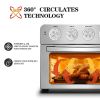 24QT Convection Air Fryer Countertop Oven; Roast; Bake; Broil; Reheat; Fry Oil-Free; Stainless Steel; Silver