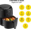 Chefman Digital Air Fryer, Large 5 Qt Family Size, One Touch Digital Control Presets, French Fries, Chicken, Meat,Fish,Nonstick