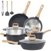 SODAY 12pcs Pots and Pans Set Non Stick Kitchen Cookware Sets Induction Cookware Nonstick Granite Cooking Set with Frying