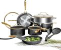 15 Pcs Ceramic Pots & Pans Set Non Stick, Ceramic Kitchen Cookware Sets, Non Toxic Cookware Set, Dishwasher Safe, Cream White