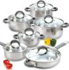 Cook N Home Kitchen Cookware Sets, 12-Piece Basic Stainless Steel Pots and Pans