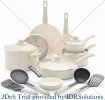 Healthy Ceramic Nonstick 16 Piece Kitchen Cookware Set Pots and Frying Sauce Saute Pans Set, PFAS-Free, Taupe