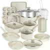 Granitestone 10/11/12/16/21Pc Pots and Pans Set Non Stick Cookware Set,Kitchen Cookware Sets,Diamond Coated,Cream White