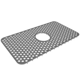 Silicone Grid Sink Mat with Central Drain Hole Non-Slip Kitchen Stainless Steel Sink Protector (size: L)