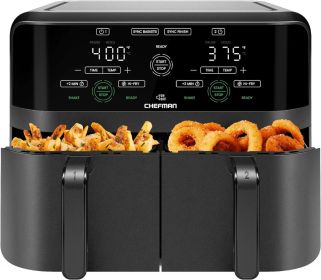 CHEFMAN 6 Quart Dual Basket Air Fryer Oven with Easy View Windows, Sync Finish, Hi-Fry (Color: 9 Quart)