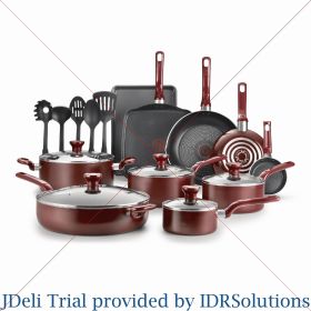 Nonstick Cookware Nonstick Cookware Set for Kitchen Pots Offers Dishwasher Safe 20 Piece Set Free Shipping Non-stick Pan Cooking (Color: Red)