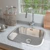 Silicone Grid Sink Mat with Central Drain Hole Non-Slip Kitchen Stainless Steel Sink Protector