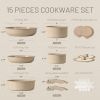 CAROTE 15pcs Pots and Pans Set, Ceramic Cookware Set Detachable Handle, Induction Nonstick Kitchen Cookware Sets with