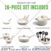 Healthy Ceramic Nonstick 16 Piece Kitchen Cookware Set Pots and Frying Sauce Saute Pans Set, PFAS-Free, Taupe