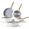 CAROTE 12 Pcs Ceramic Pots and Pans Set, Nonstick Cookware Sets Kitchen Cooking Set Induction Non Stick Pots and Pans PFAS