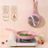 23pcs Pink Pots and Pans Set Nonstick, Healthy Kitchen Cookware Sets, Induction Cooking Set Pink Granite Stone Frying Pans