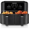 Chefman TurboFry Touch Dual Air Fryer, Maximize The Healthiest Meals With Double Basket Capacity, One-Touch Digital Controls