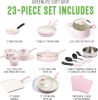 GreenLife Soft Grip Healthy Ceramic Nonstick 23 Piece Kitchen Cookware Pots and Frying Sauce Saute Pans Set with Kitchen Utensil