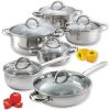 Cook N Home Kitchen Cookware Sets, 12-Piece Basic Stainless Steel Pots and Pans